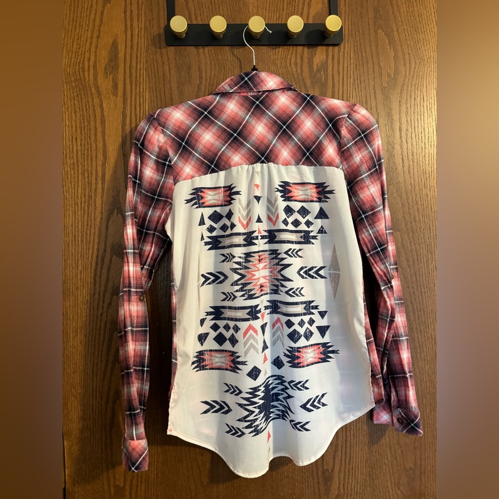 Pink/Navy Western Flannel